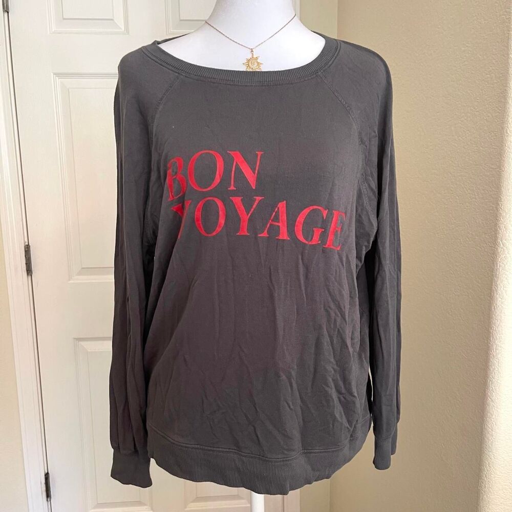 Wildfox Bon Voyage gray pullover long sleeve - size XS